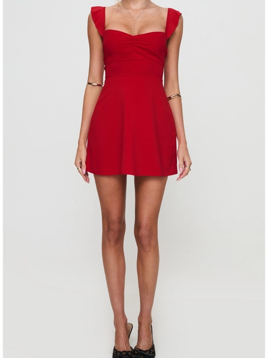 Princess Polly Dresses & Skirts - NWT Princess Polly Red Off-Shoulder Sweetheart Neck Back Corset Tie Dress